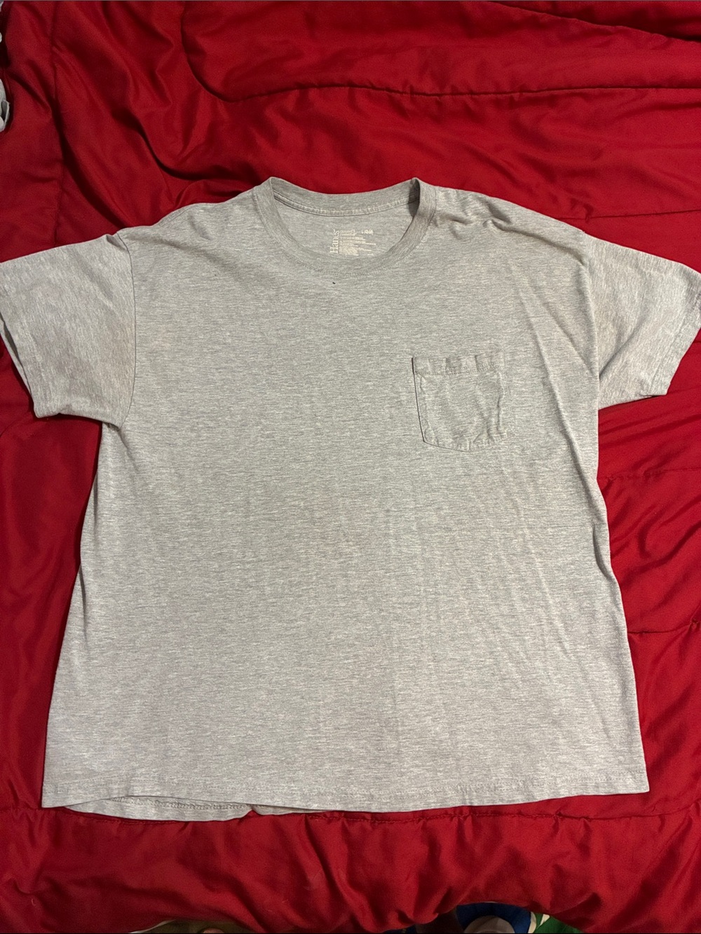 Hanes Classic Comfort Soft Pocket Crew Neck T-Shirt - Light Gray